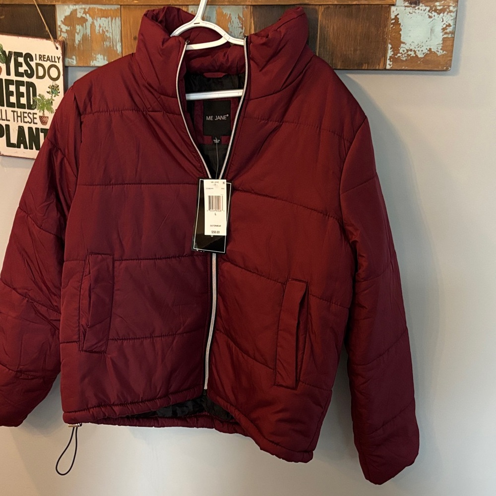 Me Jane Maroon Quilted Puffer Jacket